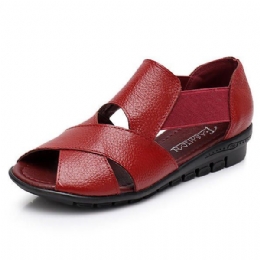 Dames Echt Leer Casual Platte Sandalen