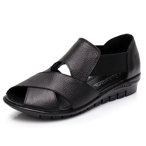 Dames Echt Leer Casual Platte Sandalen