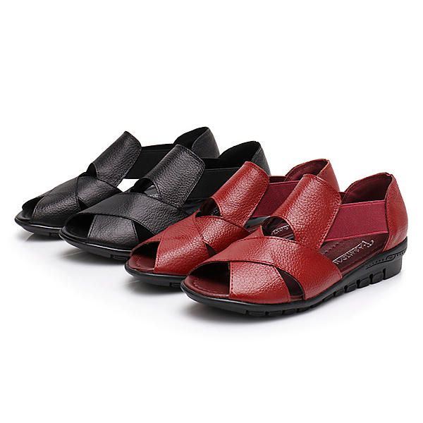 Dames Echt Leer Casual Platte Sandalen