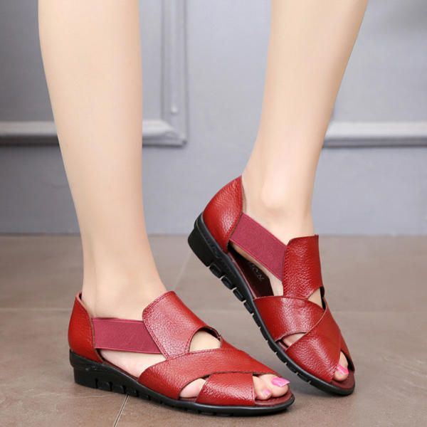 Dames Echt Leer Casual Platte Sandalen