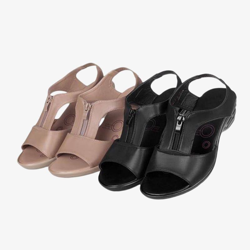 Dames Effen Kleur Front Zipper Wearable Casual Wedges Sandalen