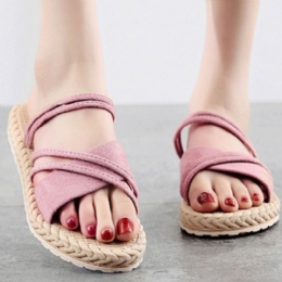 Dames Effen Kleur Suède Zachte Bodem Flats Slippers