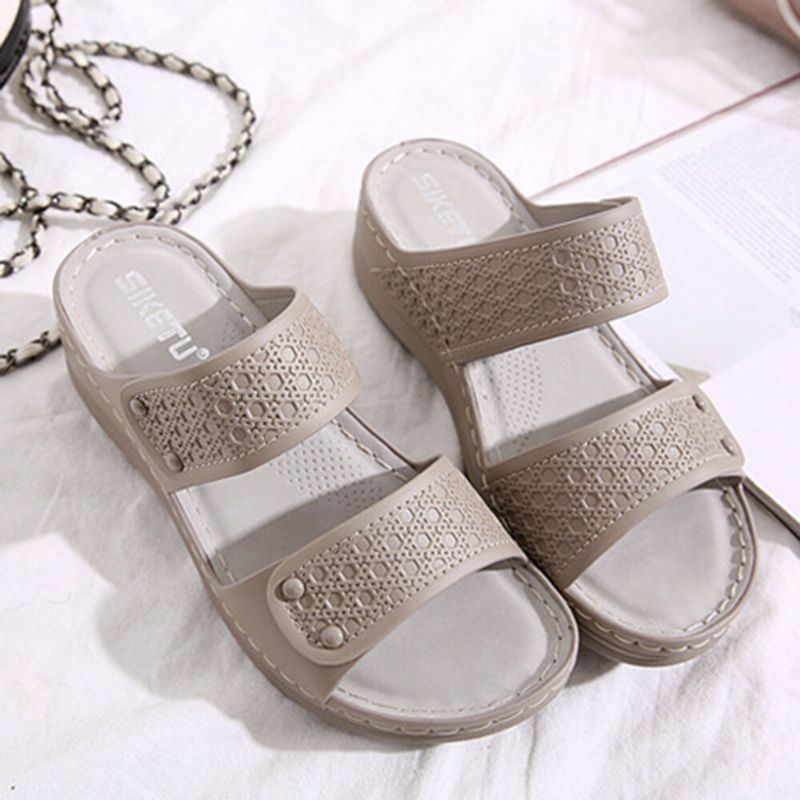 Dames Effen Kleur Zachte Zool Zomer Casual Dagelijks Wedge Sandalen