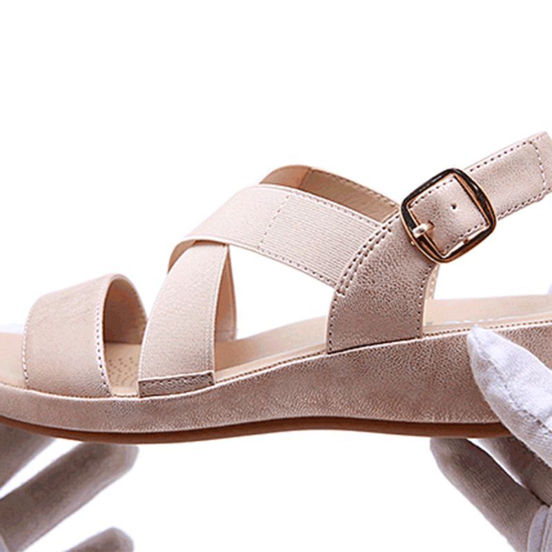 Dames Elastische Band Open Teen Zachte Zool Open Teen Gesp Casual Zomer Strand Platte Sandalen