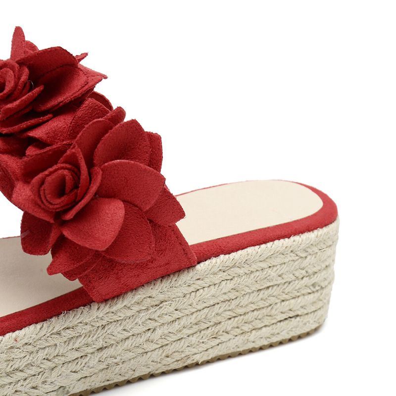 Dames Espadrilles Bloem Decoratie Teen Ring Casual Strand Platform Sandalen