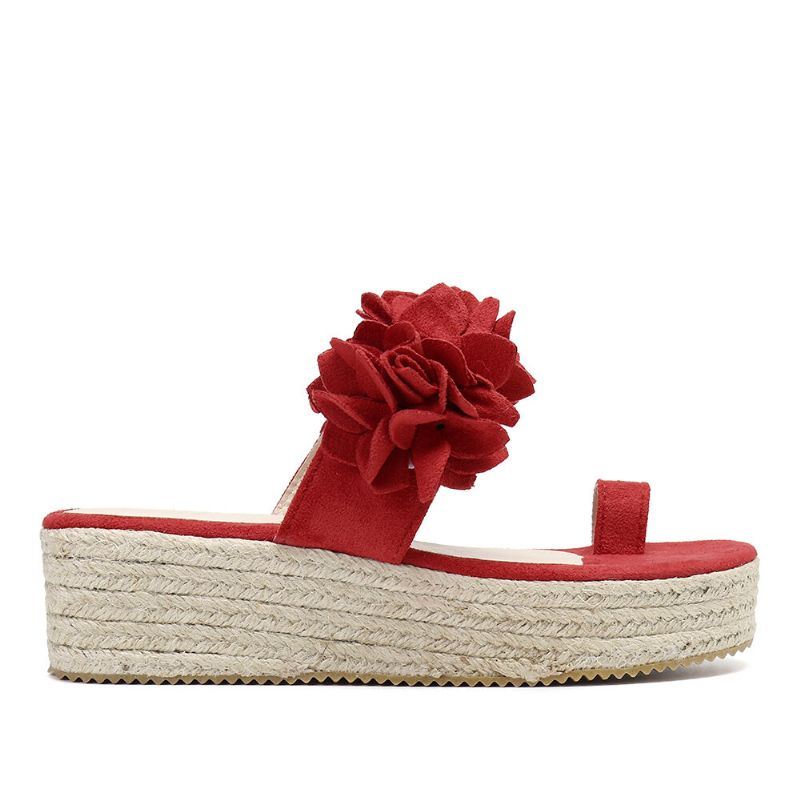 Dames Espadrilles Bloem Decoratie Teen Ring Casual Strand Platform Sandalen