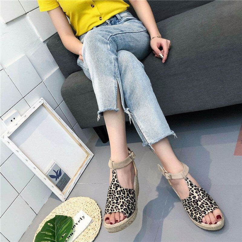 Dames Espadrilles Plus Maat Open Teen Gesp Zomer Platform Wedge Sandalen