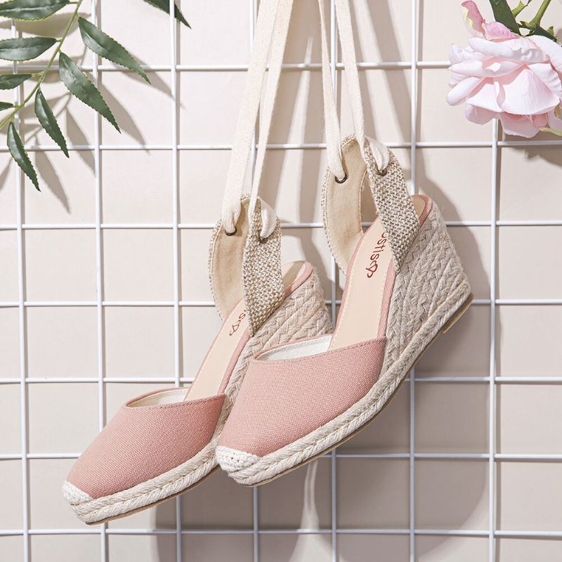 Dames Espadrilles Strappy Casual Zomer Wedge Sandalen