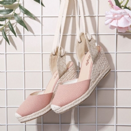 Dames Espadrilles Strappy Casual Zomer Wedge Sandalen