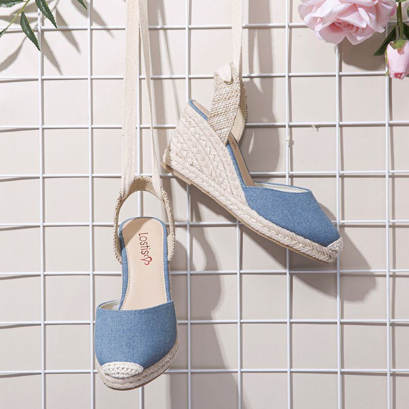 Dames Espadrilles Strappy Casual Zomer Wedge Sandalen