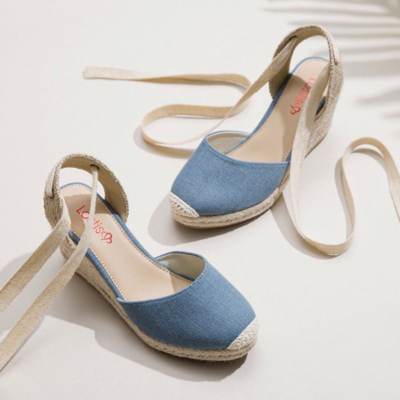 Dames Espadrilles Strappy Casual Zomer Wedge Sandalen