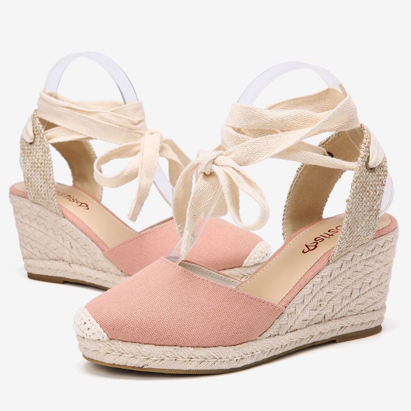 Dames Espadrilles Strappy Casual Zomer Wedge Sandalen