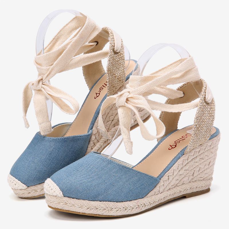 Dames Espadrilles Strappy Casual Zomer Wedge Sandalen