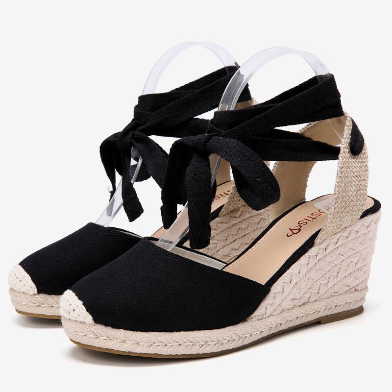 Dames Espadrilles Strappy Casual Zomer Wedge Sandalen