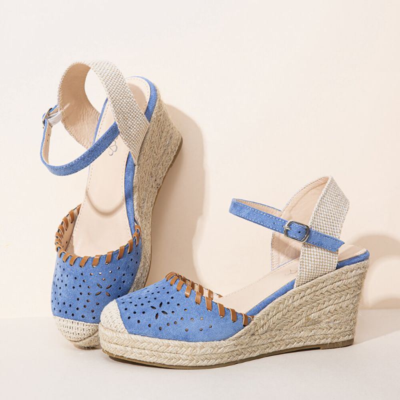 Dames Espadrilles Uitgesneden Enkelband Casual Wedge Sandalen