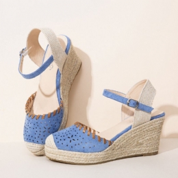 Dames Espadrilles Uitgesneden Enkelband Casual Wedge Sandalen