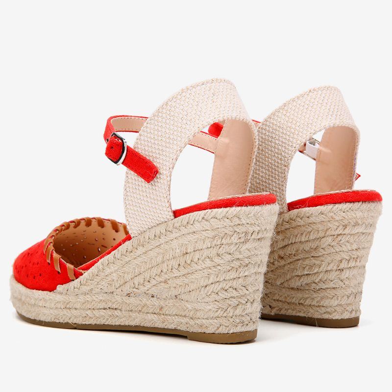 Dames Espadrilles Uitgesneden Enkelband Casual Wedge Sandalen