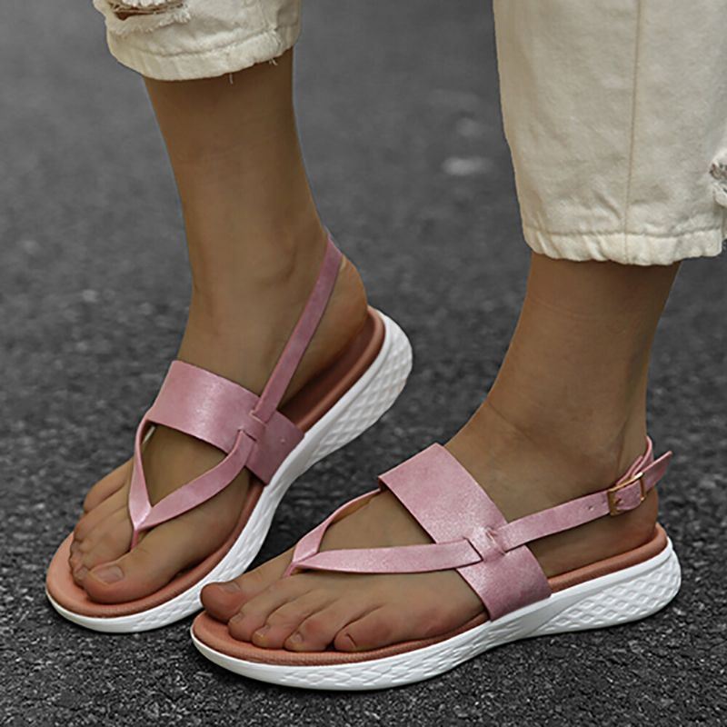 Dames Flip Flop Slingback Buckle Soft Sole Casual Platte Sandalen