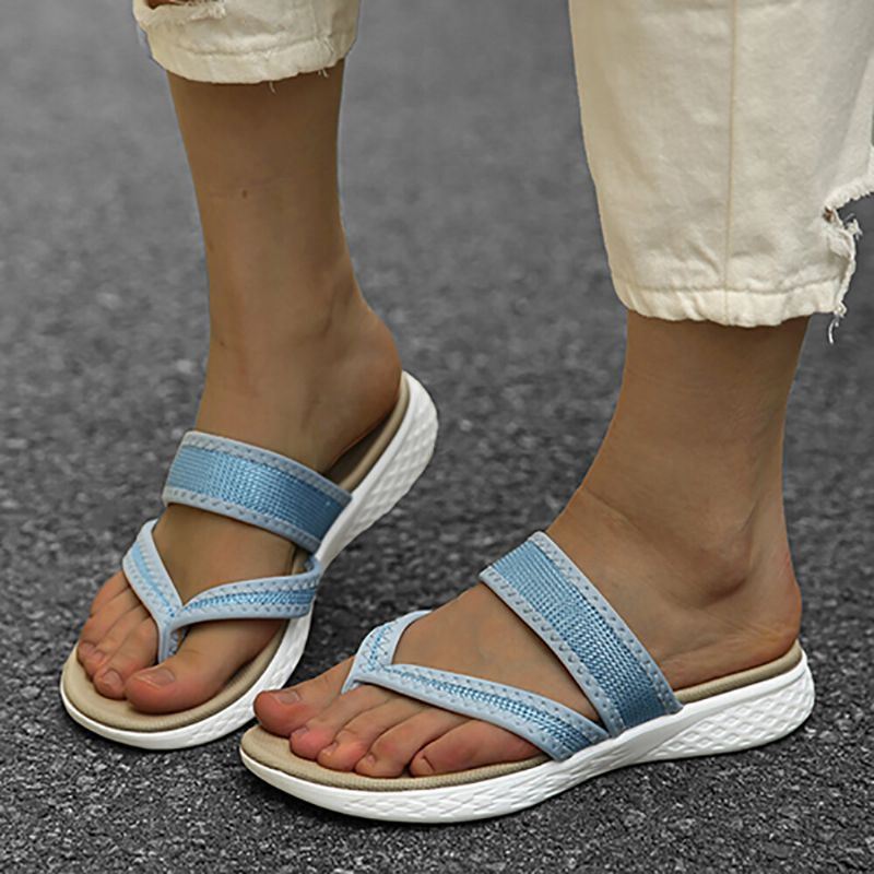 Dames Flip Flop Stiksels Zachte Zool Slip On Casual Zomer Platte Sandalen