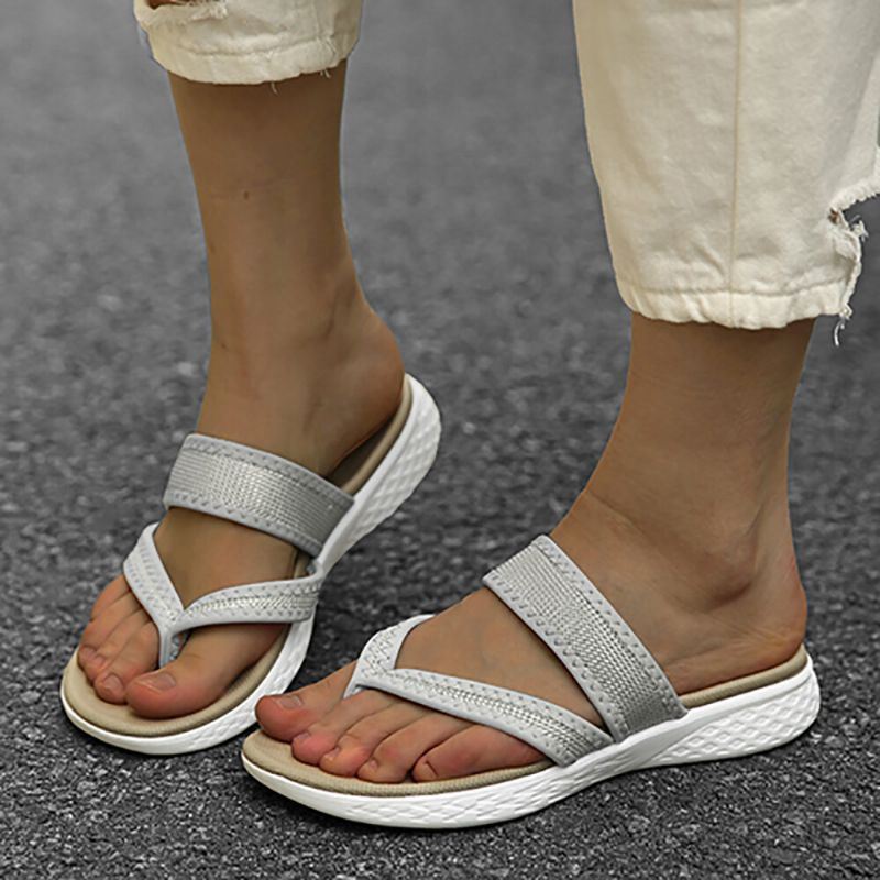 Dames Flip Flop Stiksels Zachte Zool Slip On Casual Zomer Platte Sandalen