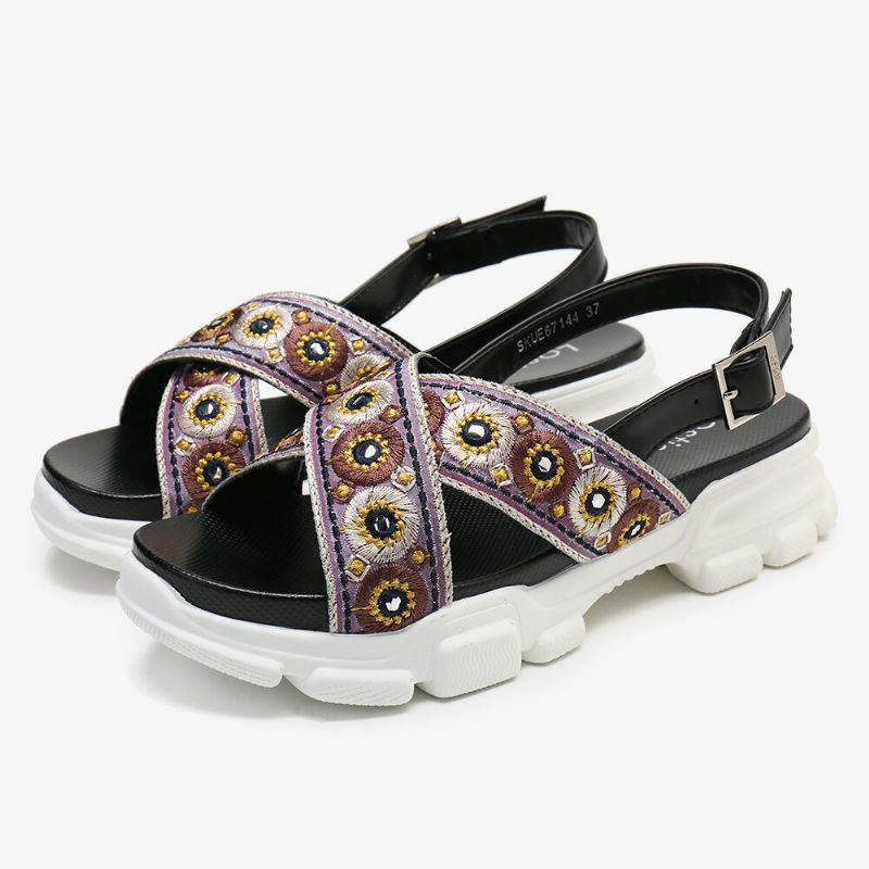 Dames Geborduurde Casual Slingback Sport Sandalen