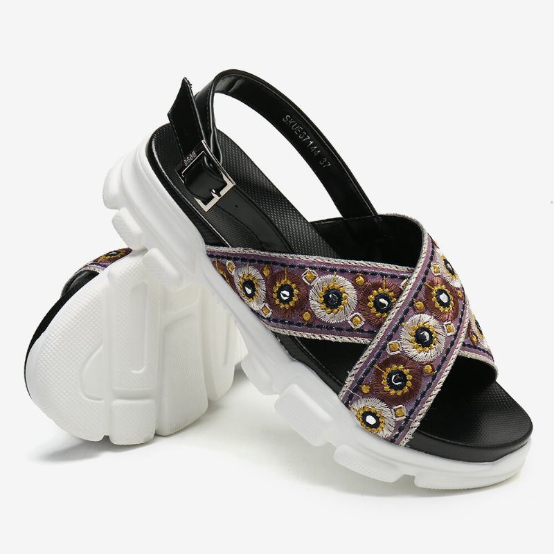 Dames Geborduurde Casual Slingback Sport Sandalen