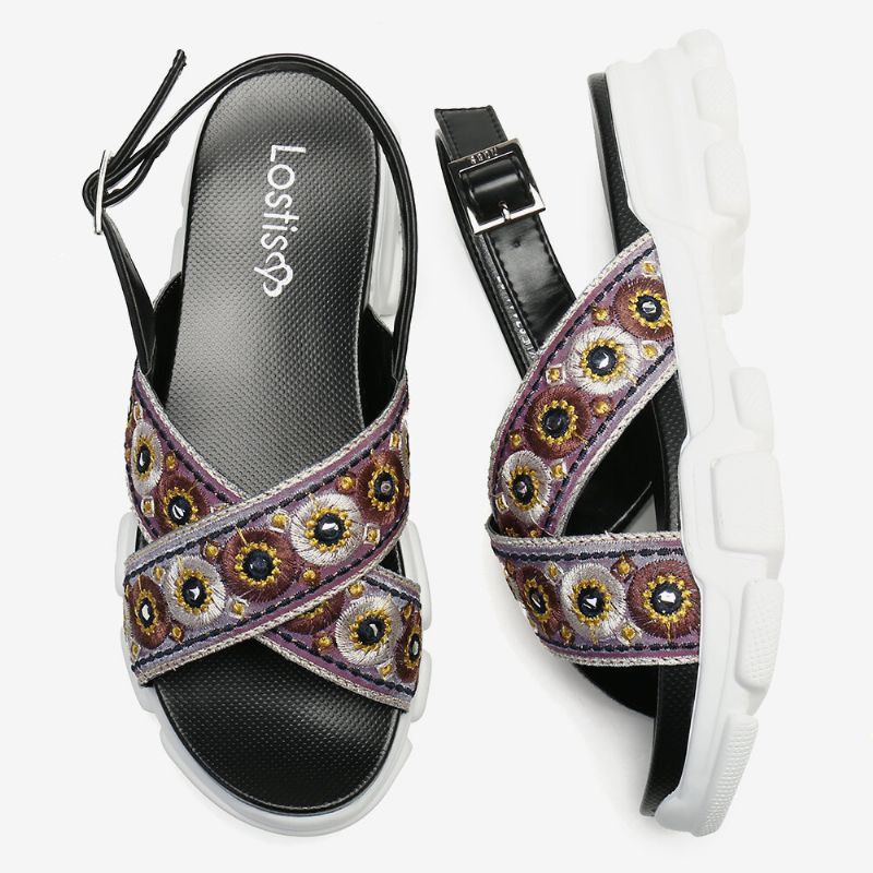 Dames Geborduurde Casual Slingback Sport Sandalen