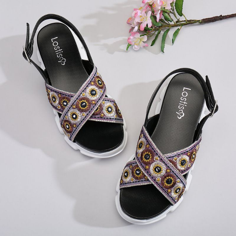 Dames Geborduurde Casual Slingback Sport Sandalen