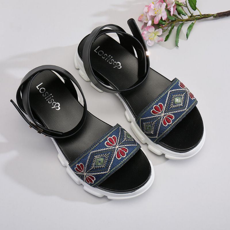 Dames Geborduurde Sport Platform Sandalen