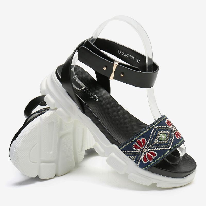 Dames Geborduurde Sport Platform Sandalen