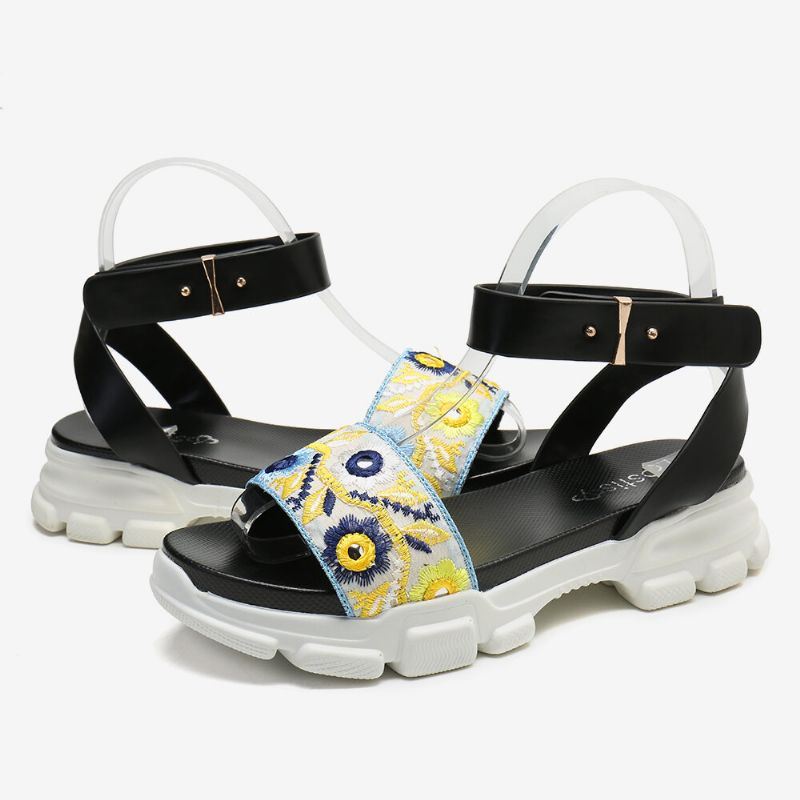 Dames Geborduurde Sport Platform Sandalen