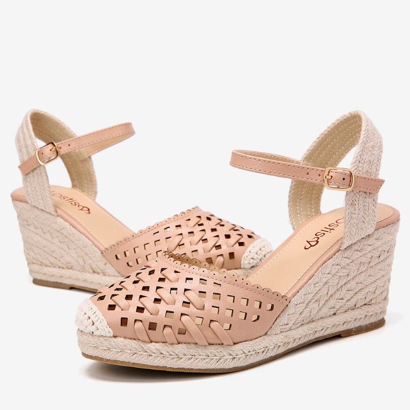 Dames Geweven Holle Espadrilles Wedge Sandalen