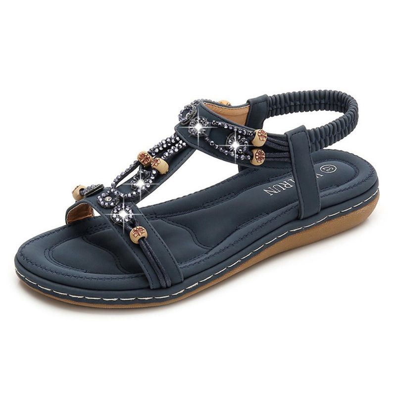 Dames Grote Maat Boheemse Elastische Band Casual Comfortabele Platte Sandalen