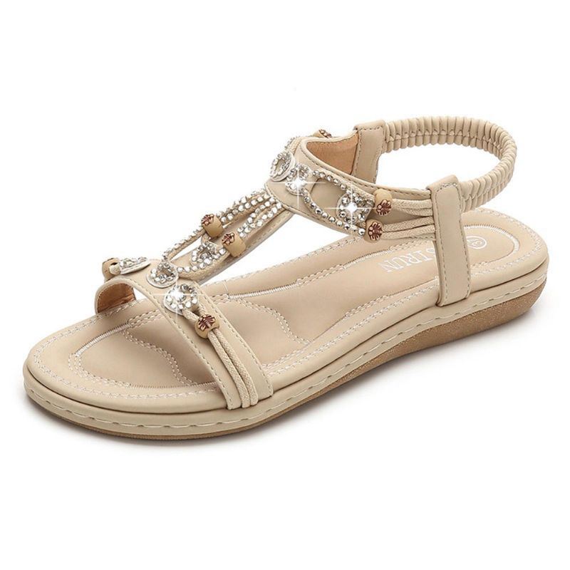 Dames Grote Maat Boheemse Elastische Band Casual Comfortabele Platte Sandalen