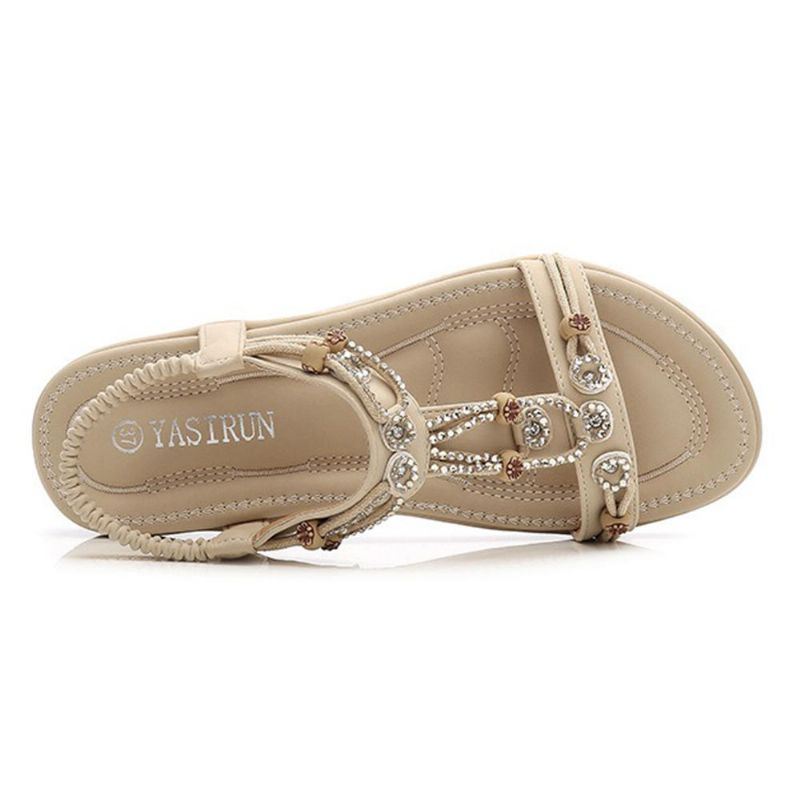 Dames Grote Maat Boheemse Elastische Band Casual Comfortabele Platte Sandalen