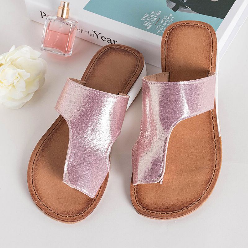 Dames Grote Maat Comfortabele Zachte Luipaard Clip Toe Platte Sandalen