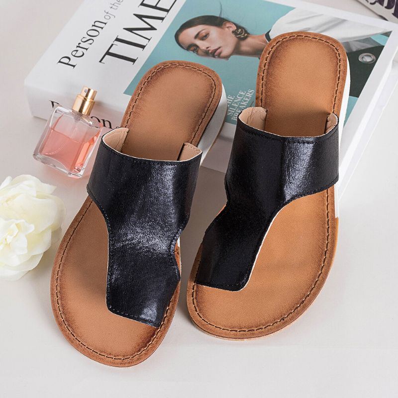 Dames Grote Maat Comfortabele Zachte Luipaard Clip Toe Platte Sandalen