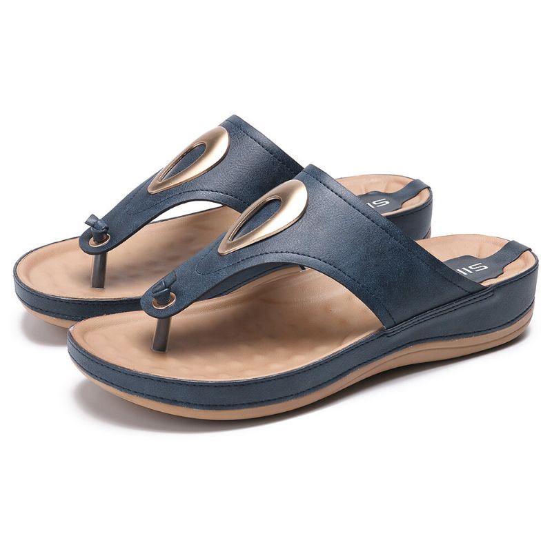 Dames Grote Maat Metalen Clip Toe Filp Flops Strand Casual Sandalen