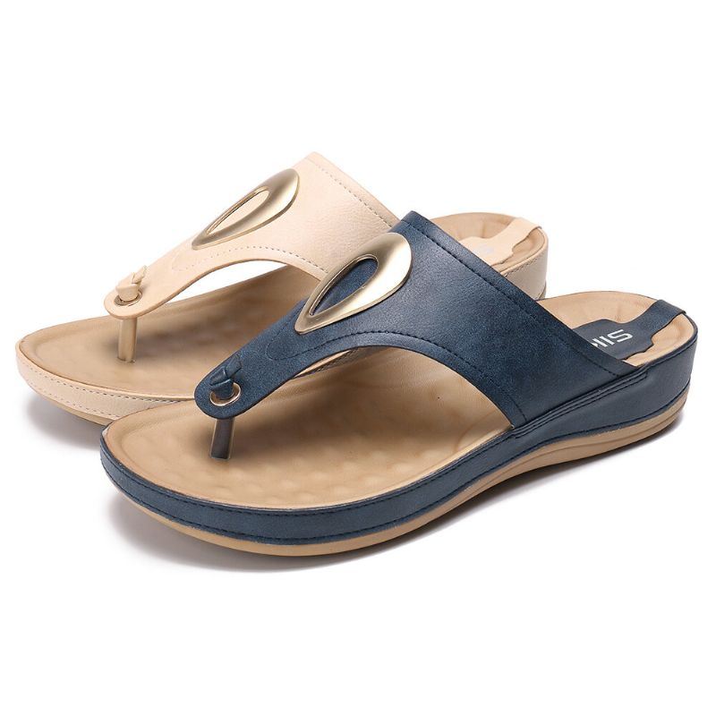 Dames Grote Maat Metalen Clip Toe Filp Flops Strand Casual Sandalen