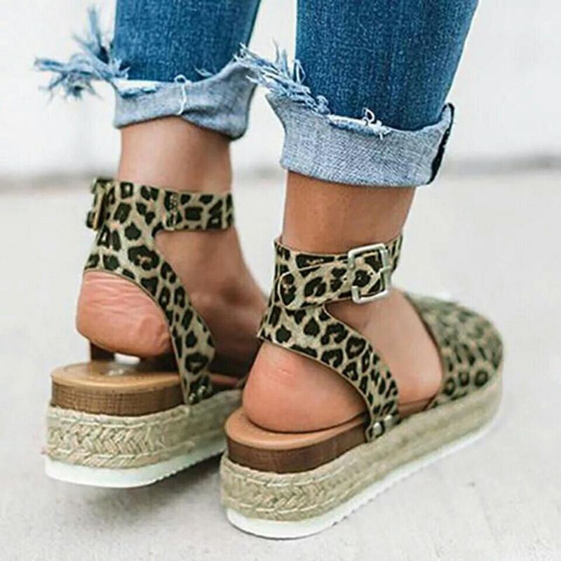 Dames Grote Maat Peep Toe Gesp Casual Platform Wedge Sandalen