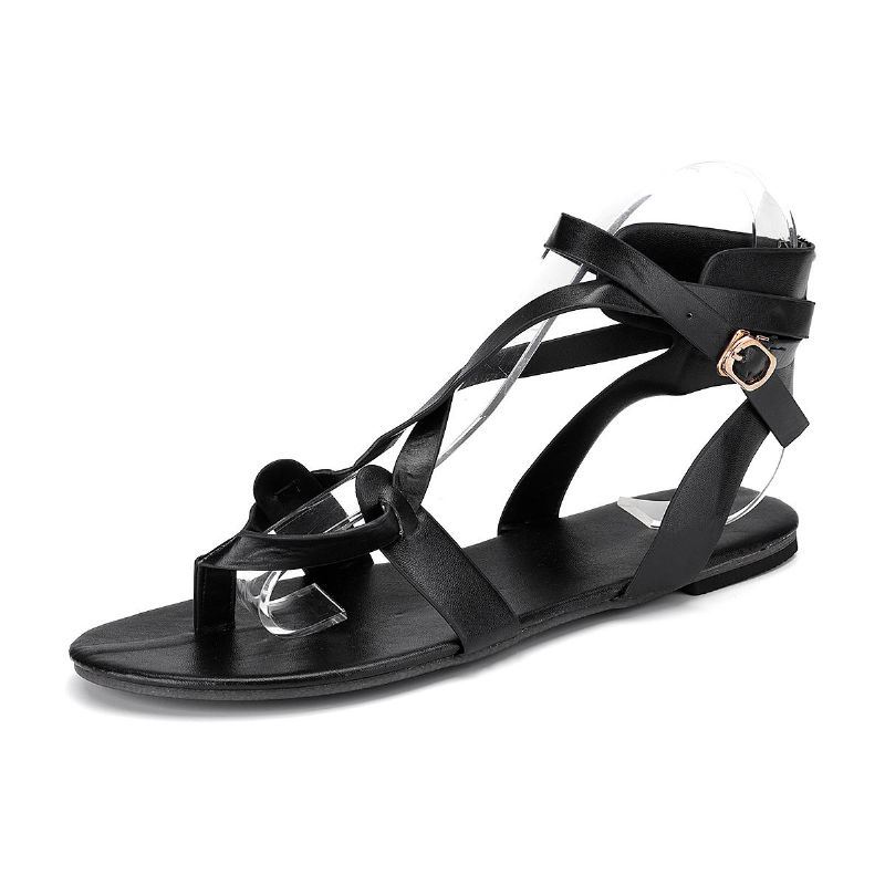 Dames Grote Maat Romeinse Enkel Cross Strap Casual Clip Teen Sandalen