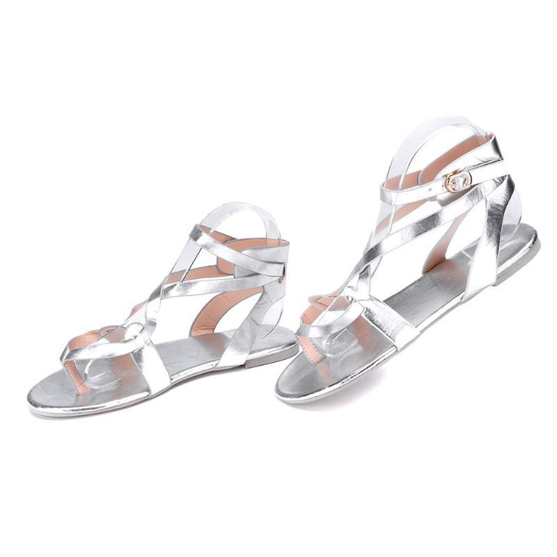 Dames Grote Maat Romeinse Enkel Cross Strap Casual Clip Teen Sandalen