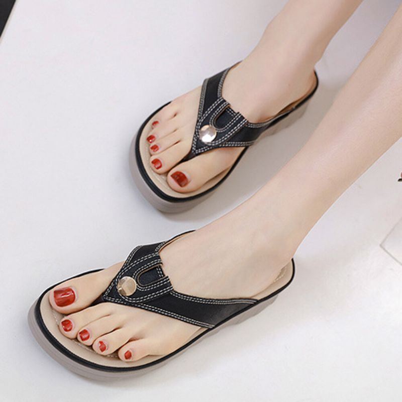 Dames Grote Maat Stiksels Slippers Strand Platte Casual Sandalen