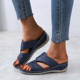 Dames Hollow Comfy Non-slip Casual Slip On Wedges Sandalen