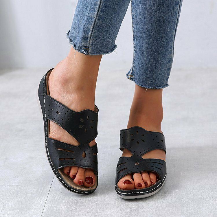 Dames Hollow Comfy Non-slip Casual Slip On Wedges Sandalen