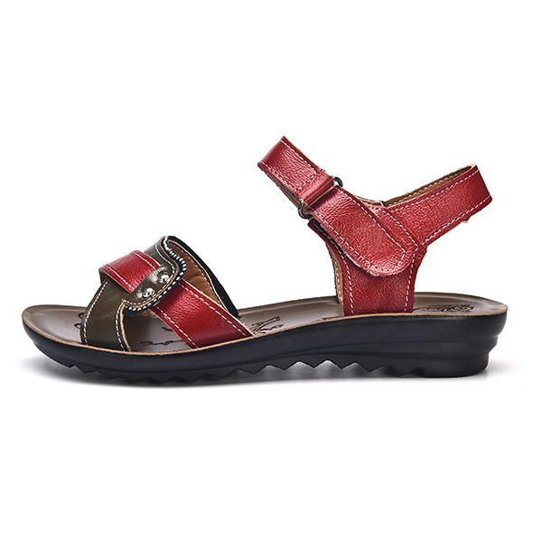 Dames Leren Casual Comfortabele Platte Sandalen