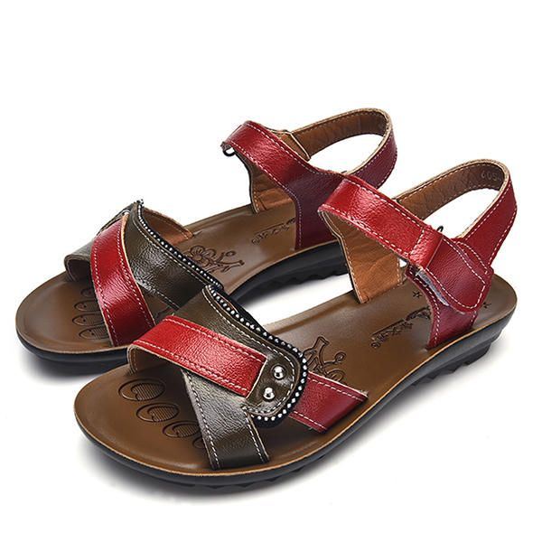 Dames Leren Casual Comfortabele Platte Sandalen