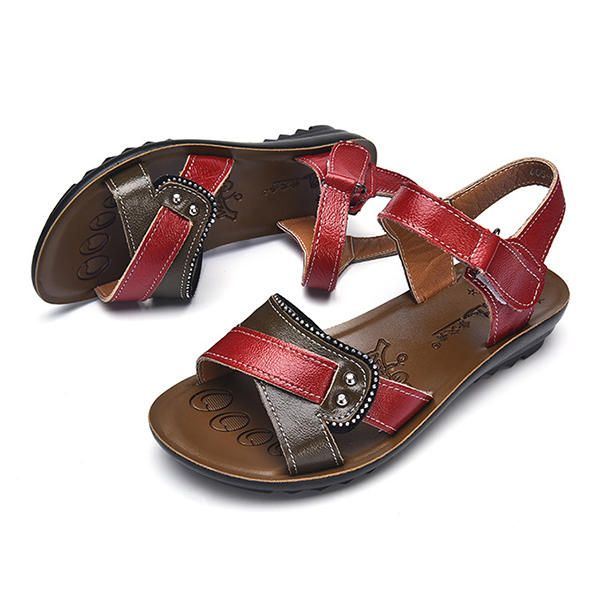 Dames Leren Casual Comfortabele Platte Sandalen