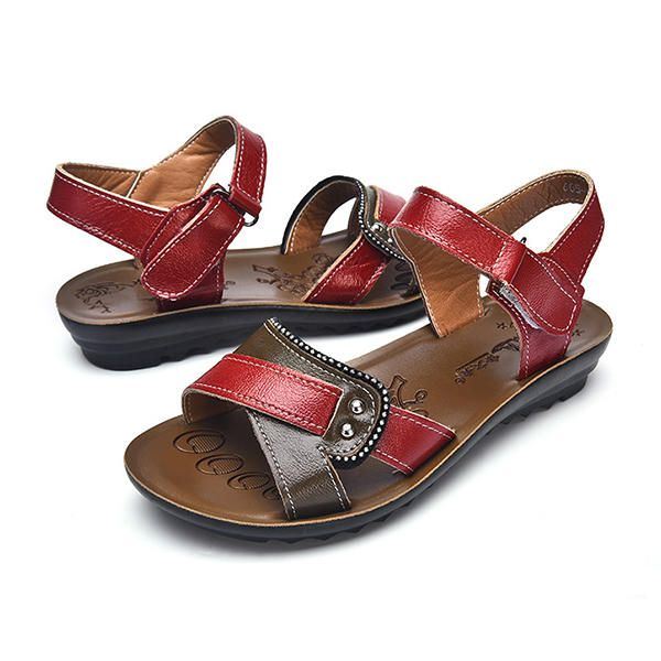 Dames Leren Casual Comfortabele Platte Sandalen