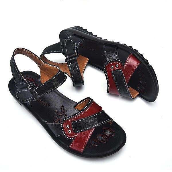 Dames Leren Casual Comfortabele Platte Sandalen